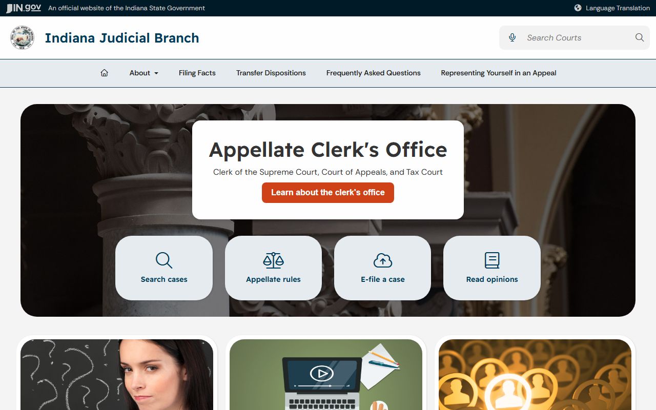 Indiana Clerk of the Appellate Courts page