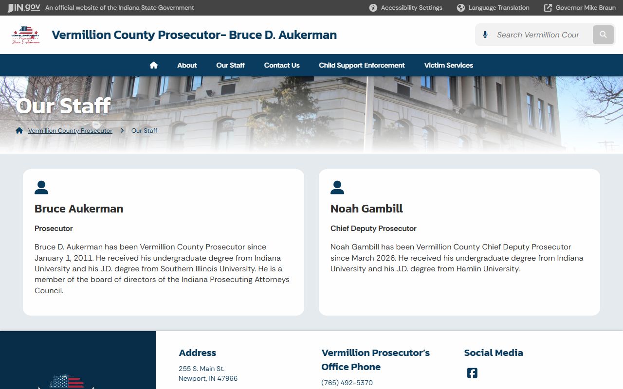 Vermillion County Prosecutor staff page