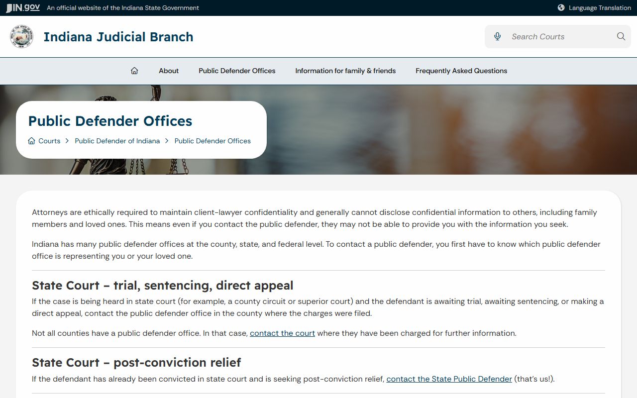 Indiana Public Defender Commission links page