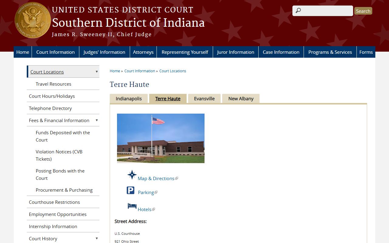 Vermillion County Circuit Court records and Terre Haute federal courthouse page