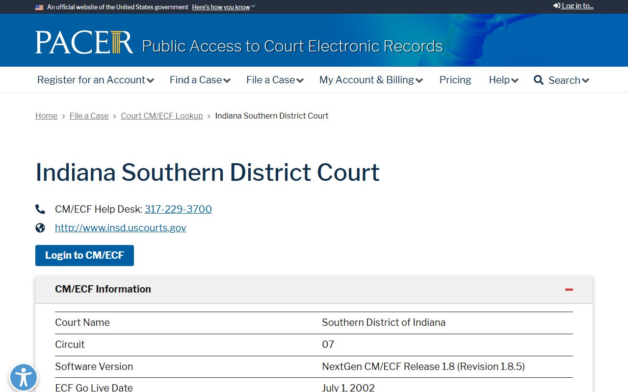Vermillion County Circuit Court records and PACER Southern District lookup