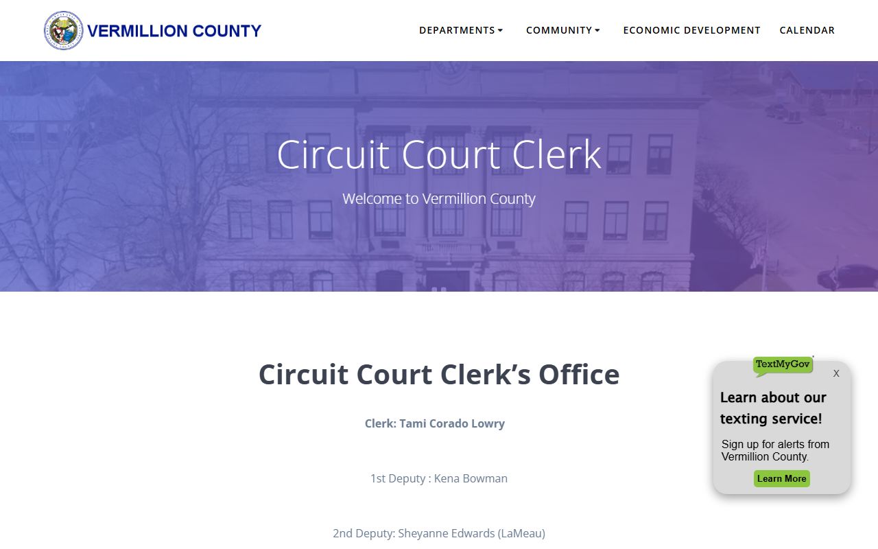 Vermillion County court records Circuit Court Clerk page