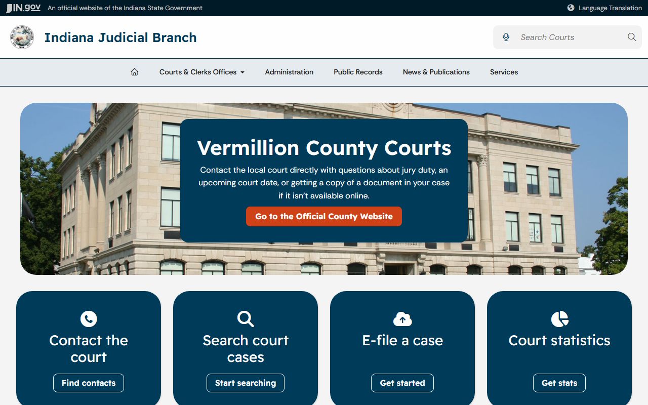 Vermillion County court records Indiana Judicial Branch local court page
