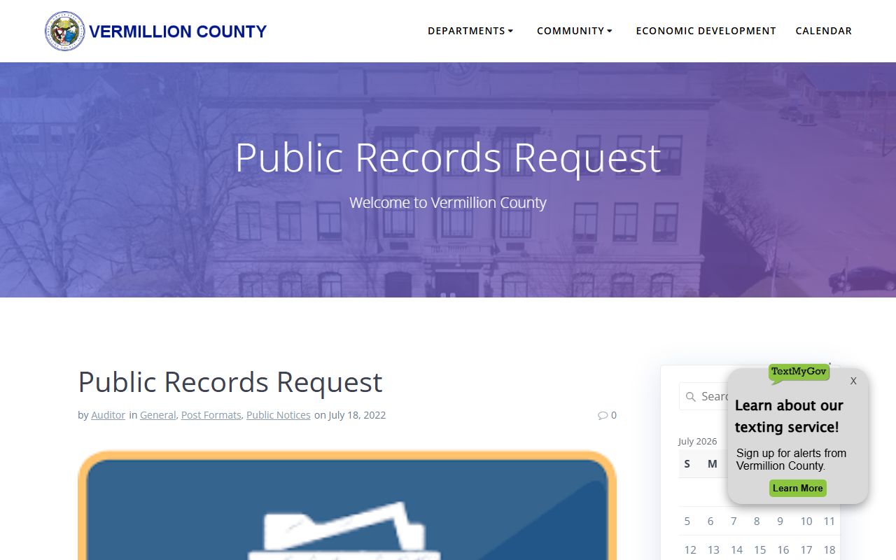 Vermillion County court records public records request form