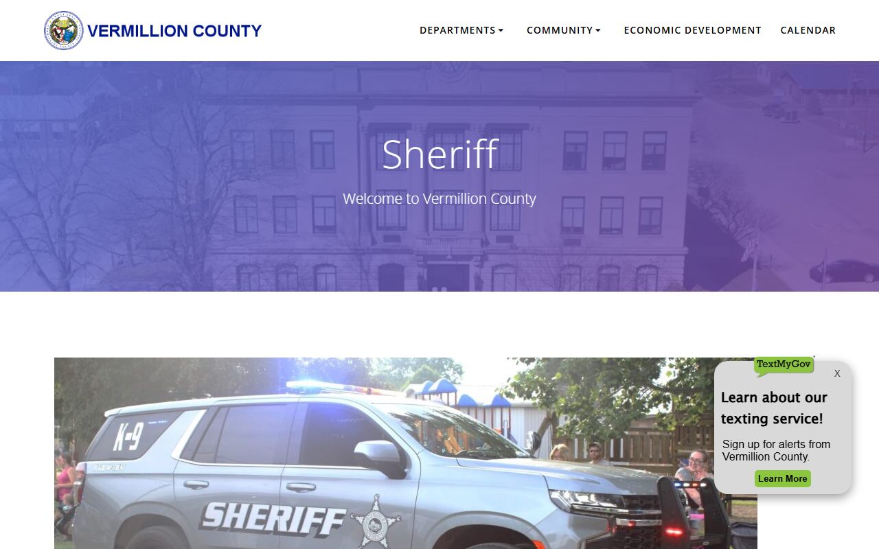 Vermillion County court records sheriff office page