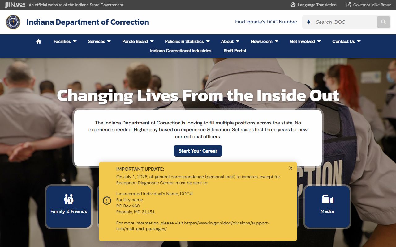 Vermillion County inmate records Indiana Department of Correction distinction