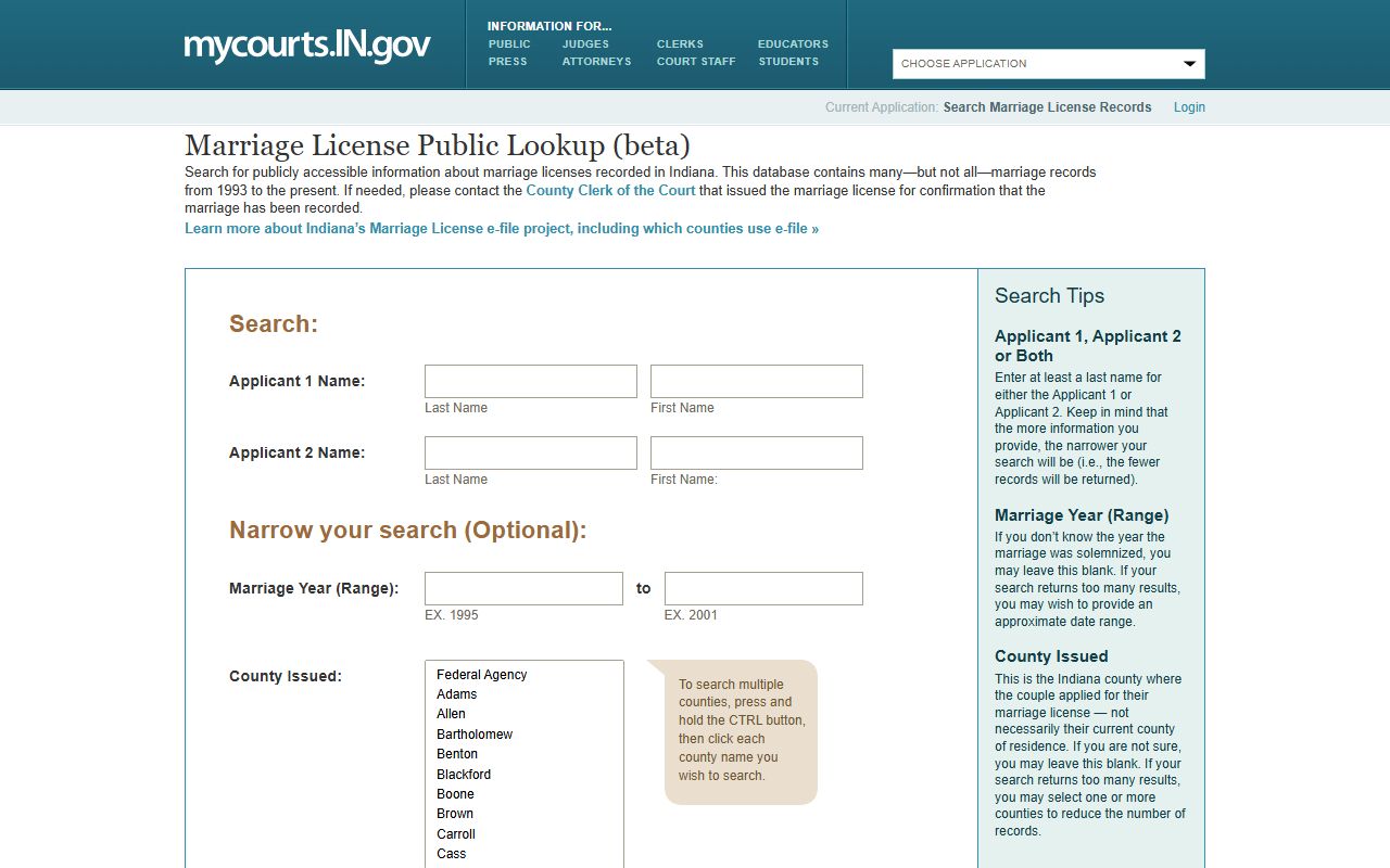 Vermillion County marriage records Indiana Marriage License Public Lookup