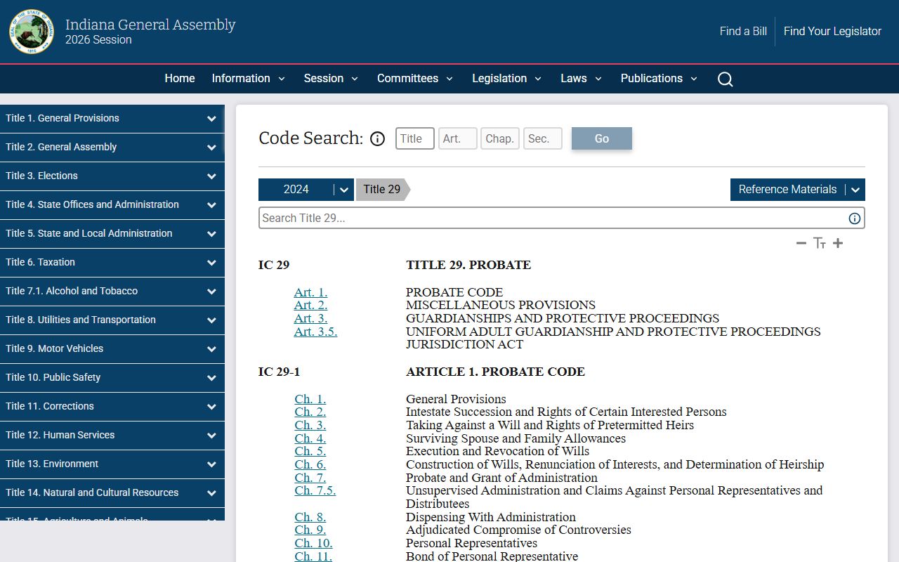Vermillion County probate records Indiana probate code title