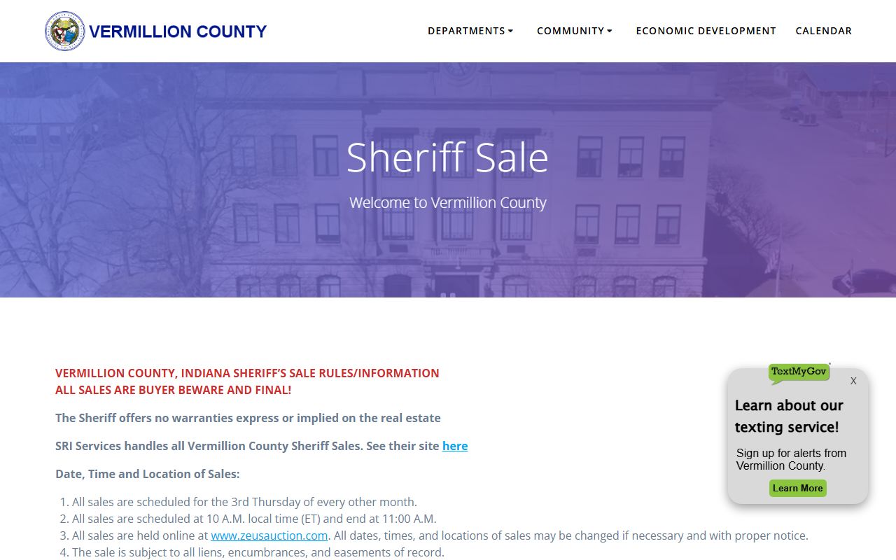 Vermillion County warrant records sheriff civil process source